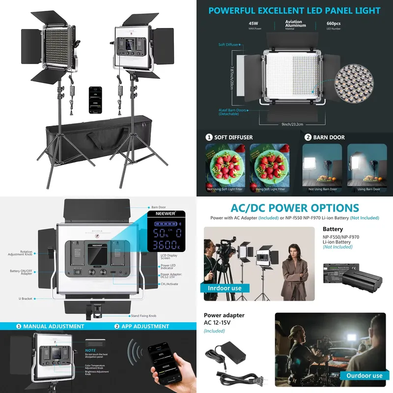 Photography Lighting Kit Neewer - Photography Video Lighting Kit 3200K-5600K CRI