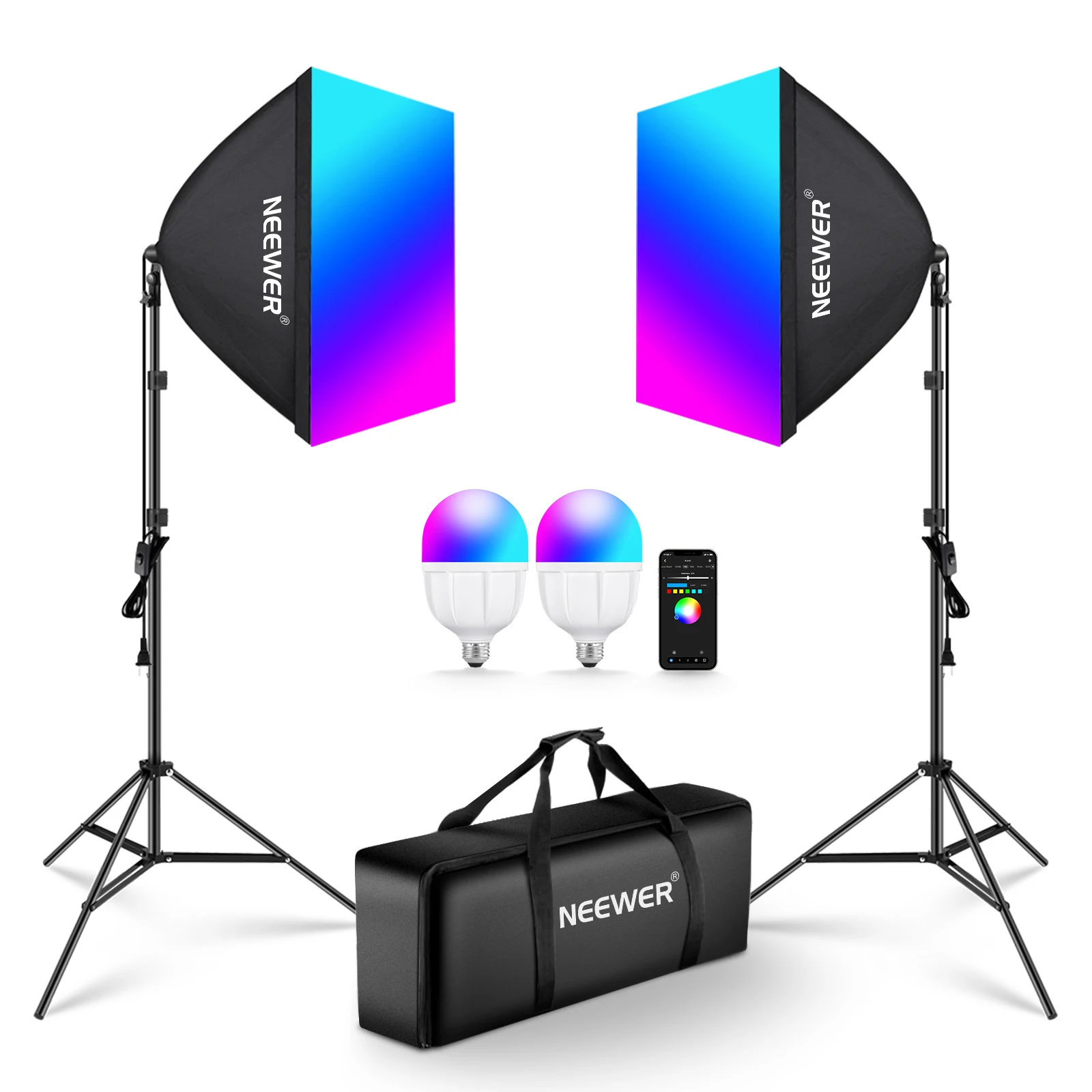 Photography Lighting Kit Neewer - NEEWER RGB Softbox Lighting Kit With