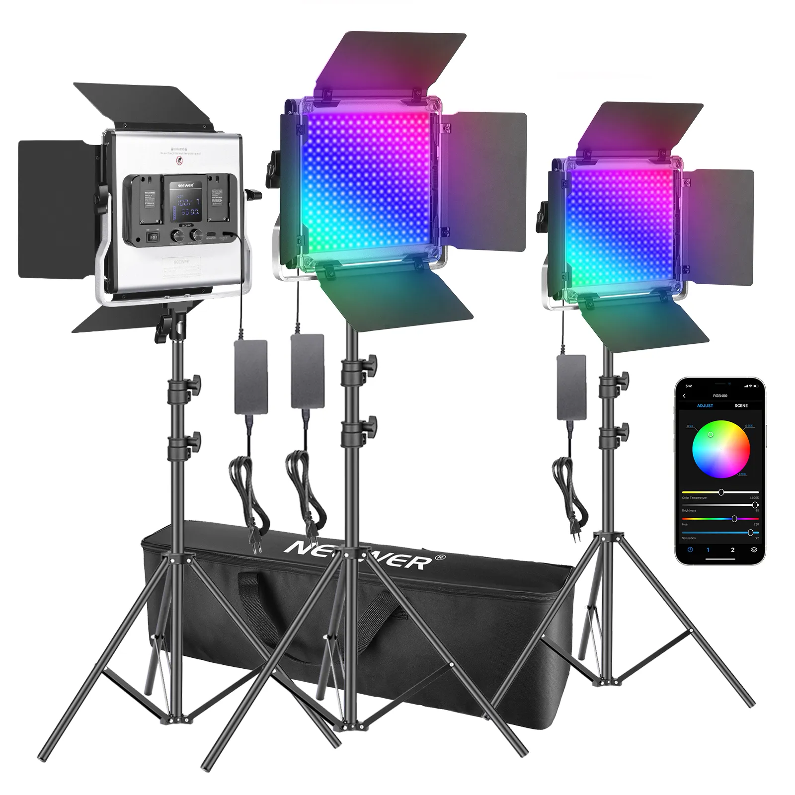 Photography Lighting Kit Neewer - Neewer 3 Packs 480 RGB Led