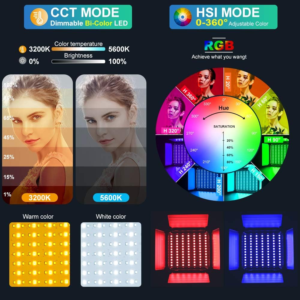 RGB LED Panel Video Light with - Photography Lighting Kits review and price