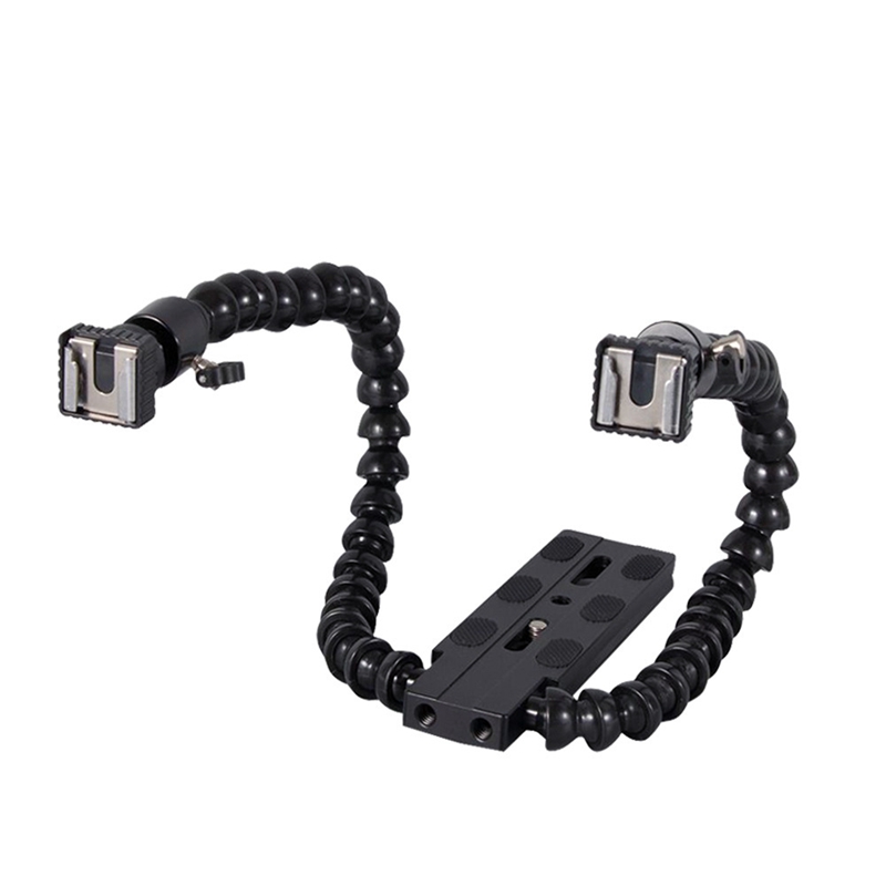 Flexible Dual Arm Hot Shoe Fla - Macro Photography Lighting Kit review and price