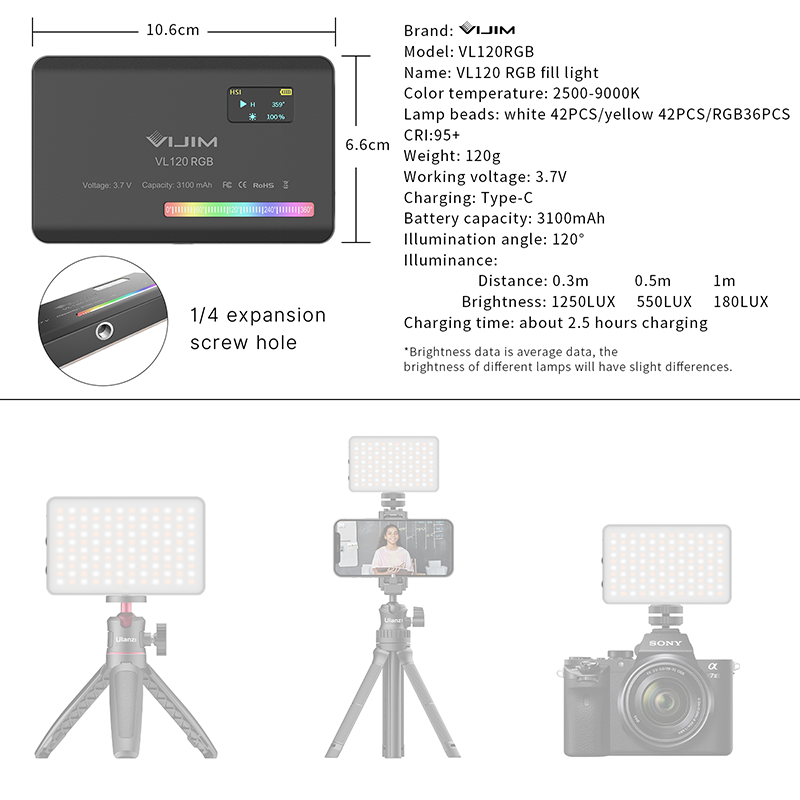 Ulanzi VL120 RGB Camera Video  - Photography Lighting Uk review and price